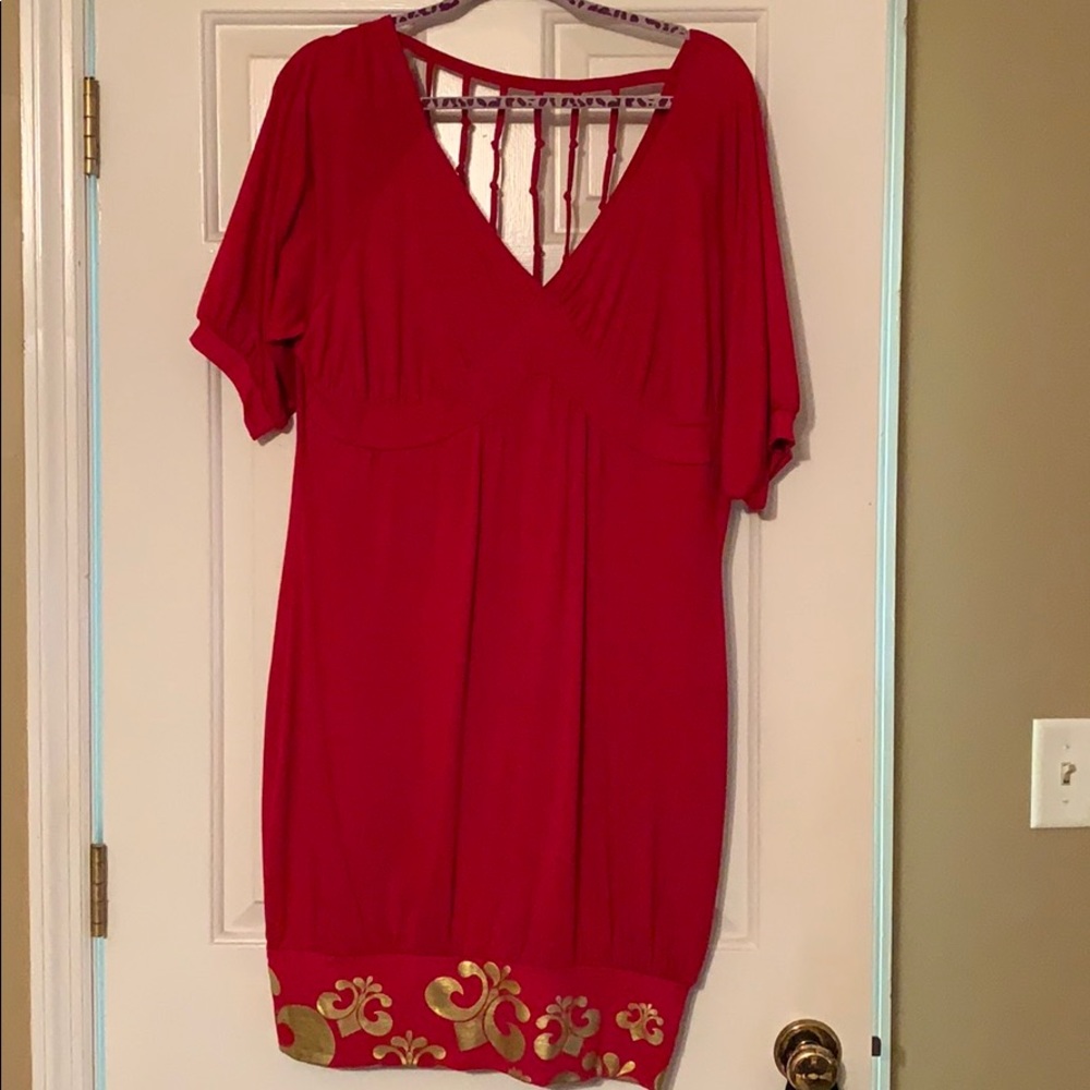 Red fitted dress